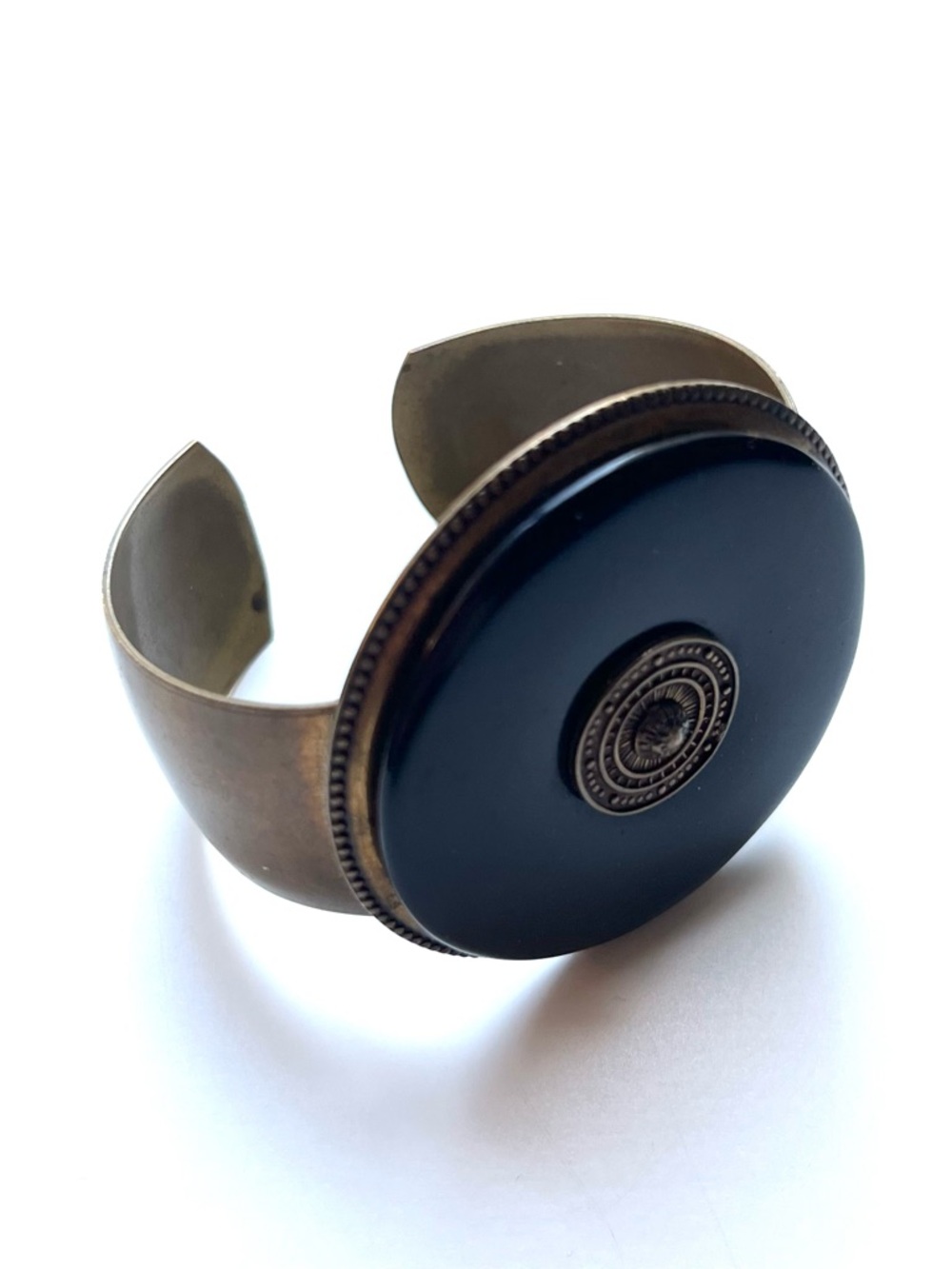 Jan Michaels San Francisco Black Onyx and Bronze Cuff Bracelet